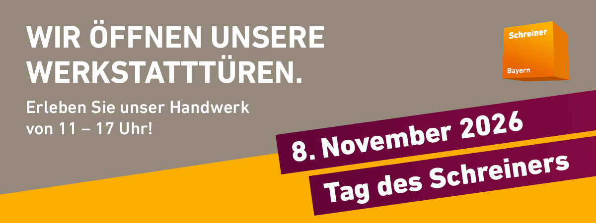 TdS2026-Banner-Homepage Tag des Schreiners am 8. November 2026, 11-17 Uhr